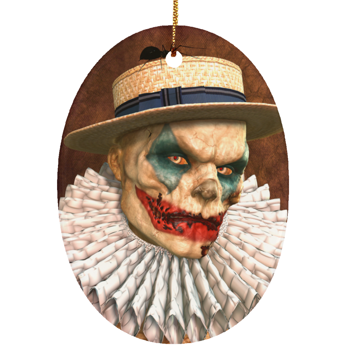 Sam Zombie Clown Oval Ornament Art by Donna Lisa