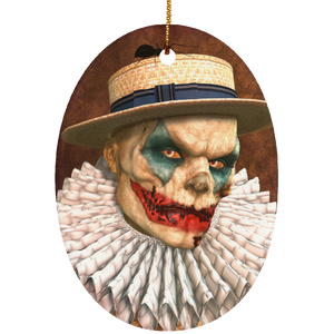 Sam Zombie Clown Oval Ornament Art by Donna Lisa