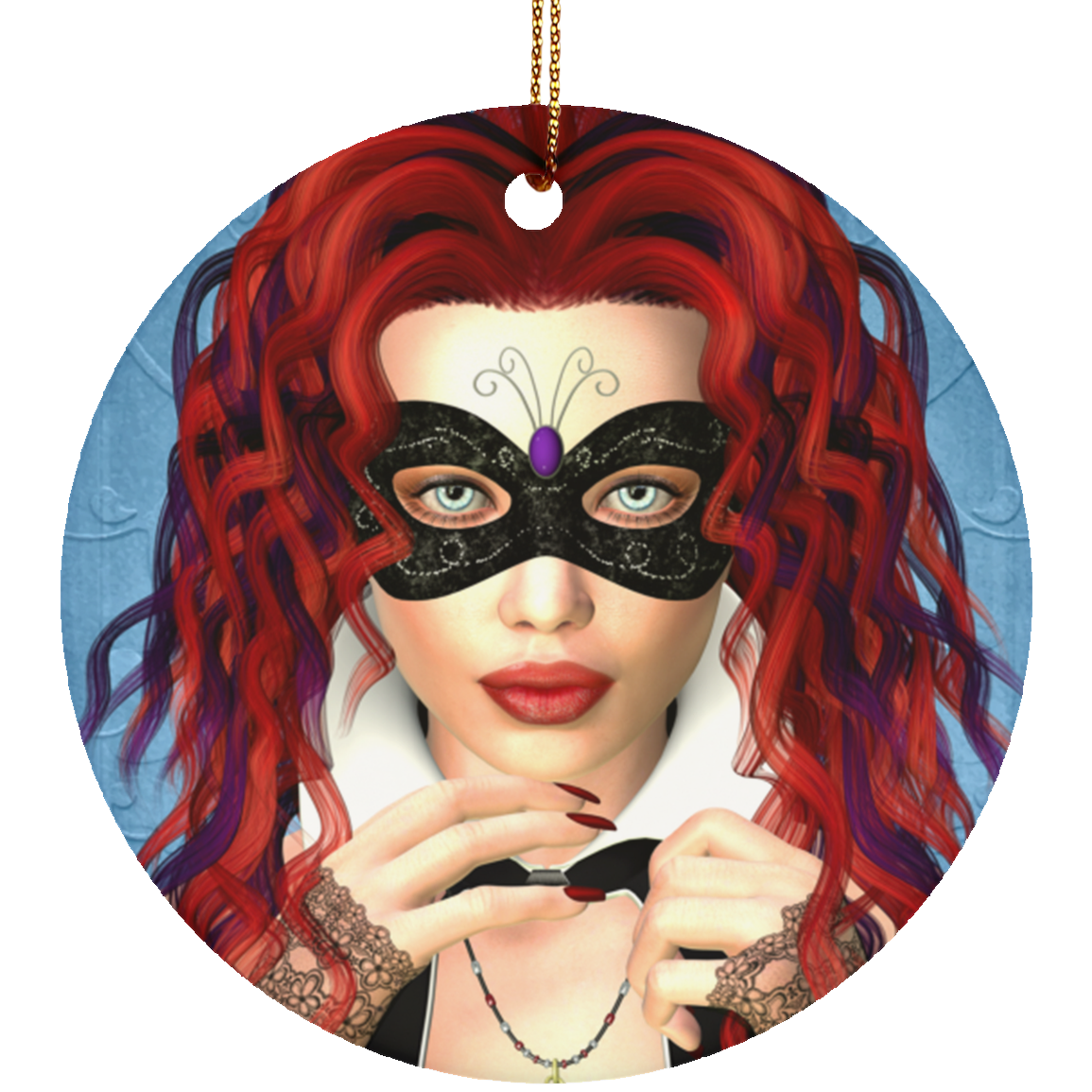Masquerade Circle Ornament - Art by Donna Lisa