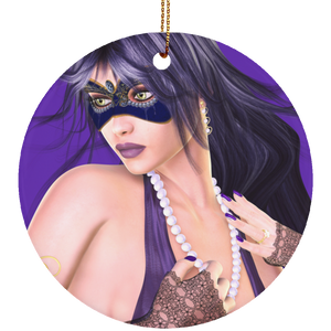 Purple Tears Masquerade Circle Ornament - Art by Donna Lisa