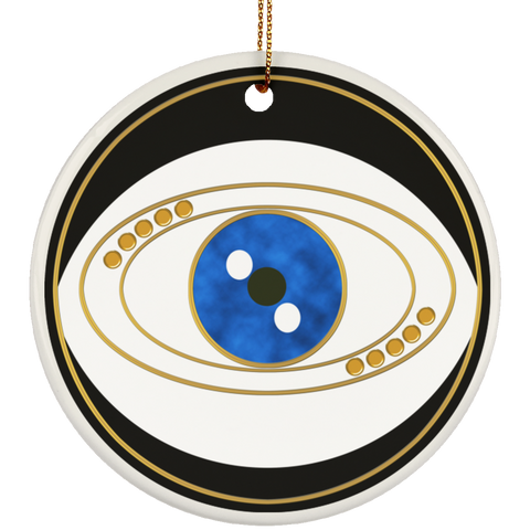 Black Evil Eye Protection Good Luck Circle Ornament - Art by Donna Lisa