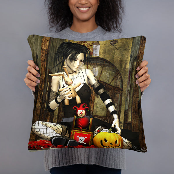Play Zombie Girl Throw Pillow - Art by Donna Lisa