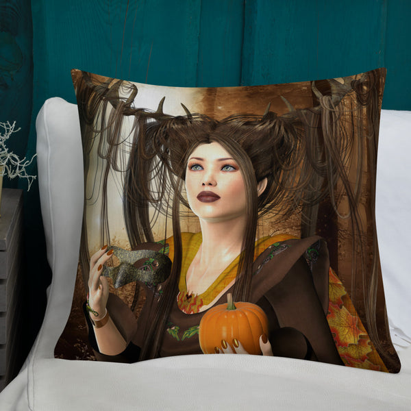 Premium Throw Pillow - Autumn - Art by Artist Donna Lisa