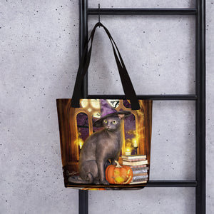 Meowgical Black Cat Tote Bag - Art by Donna Lisa