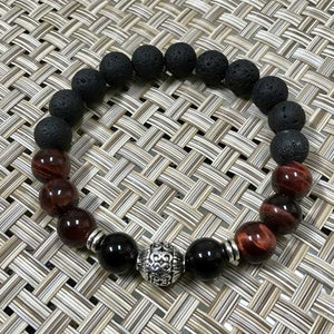 Black, Red, and silver Beads