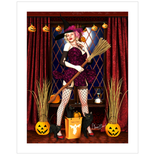 Seven Year Witch Glamorous Pinup Fine Art Print by Artist Donna Lisa