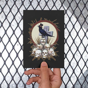 Sir Raven Skully - Raven on Skulls Halloween Greeting Card - by Artist Donna Lisa