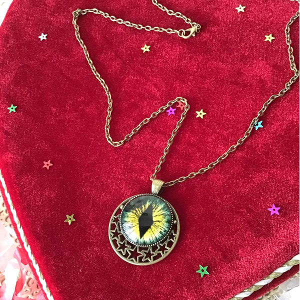 Diamond Dragon's Eye Magical Stars Amulet - Antique Bronze