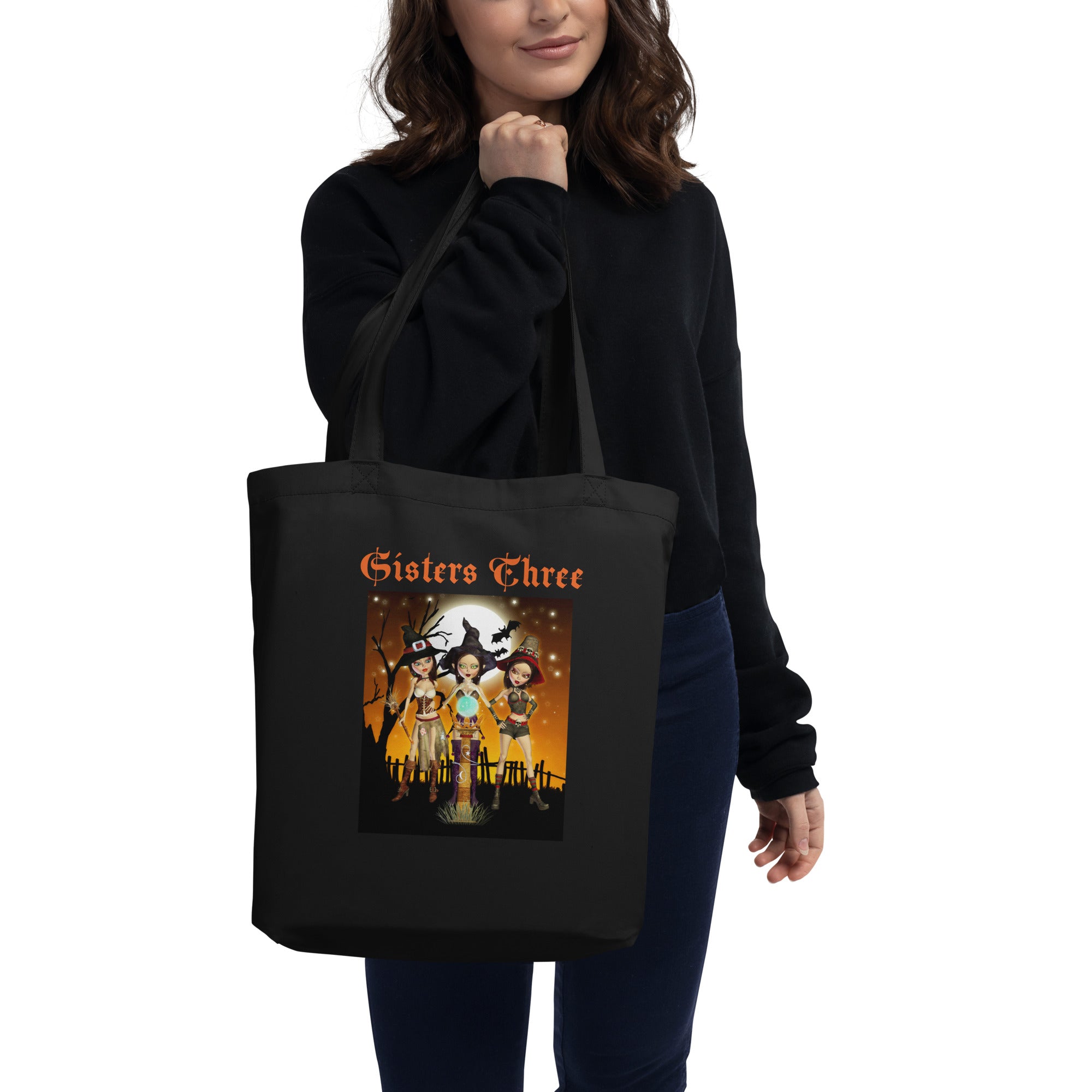 Sisters Three Witch Art Eco Tote Bag by Donna Lisa