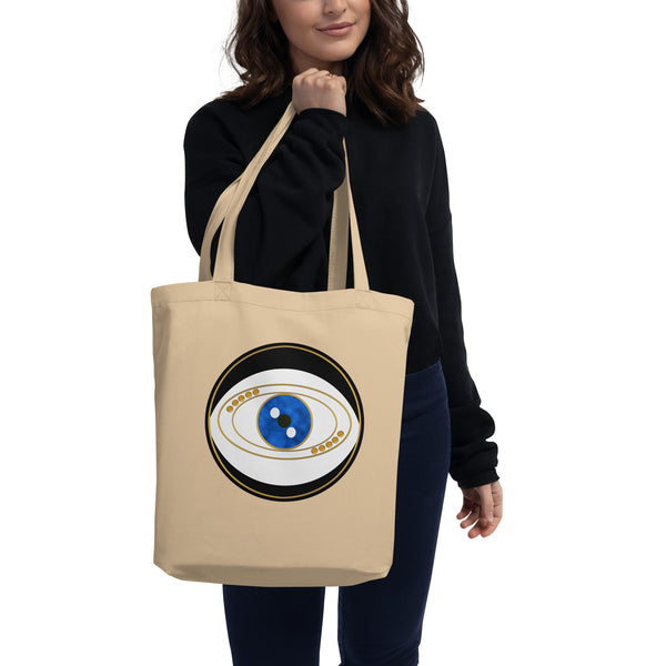 Black Evil Eye Talisman Organic Eco Tote Bag by Donna Lisa