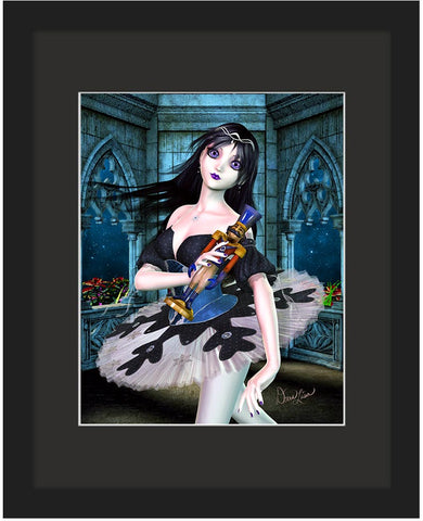 Gothic Nutcracker Ballerina Fine Art Print - Framed by Artist Donna Lisa