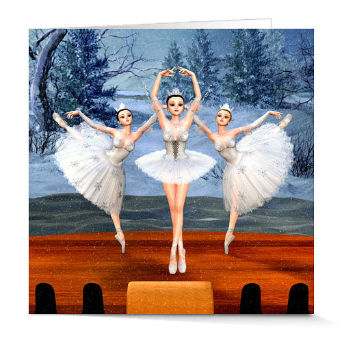 Nutcracker Land of Snow Ballerinas Art Greeting Cards - by Artist Donna Lisa