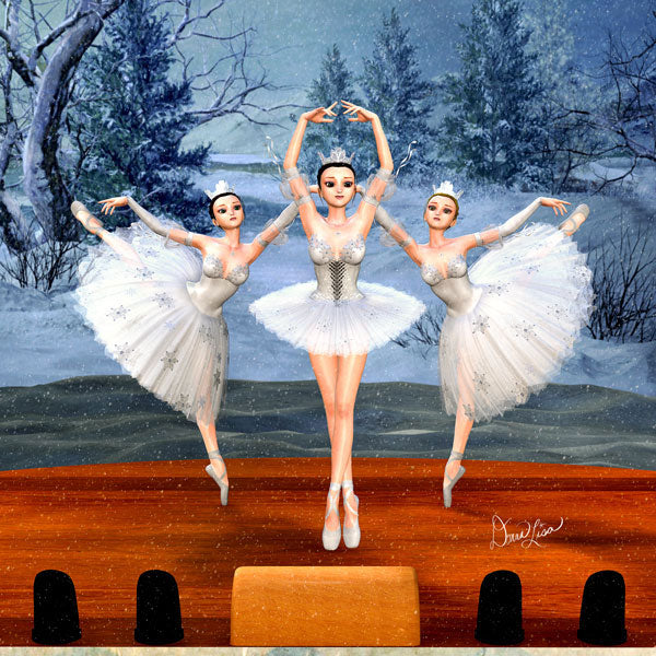 Land of Snow Ballerinas Fine Art Print - Donna Lisa Art