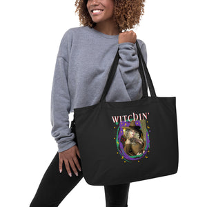 Witchin' Witch Art Large Organic Tote Bag by Donna Lisa - BLK