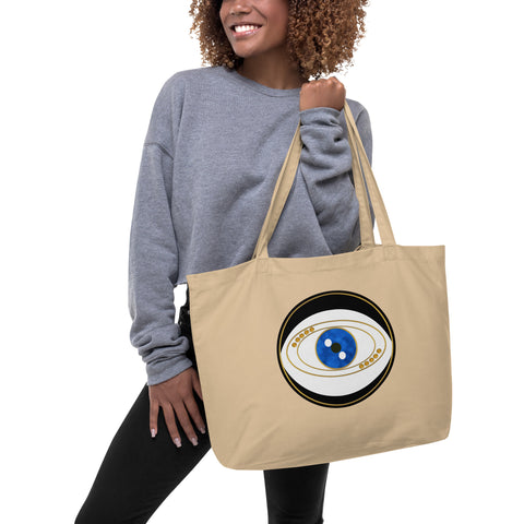 Black Evil Eye Talisman Large Organic Tote Bag by Donnna Lisa