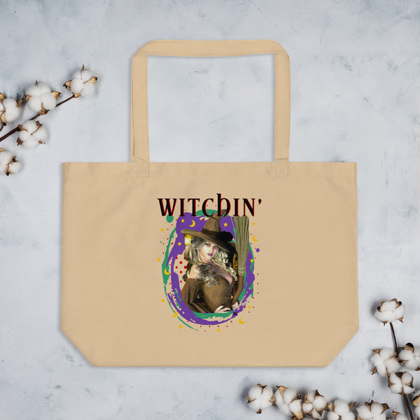 Witchin' Witch Art Large Organic  Eco Friendly Tote Bag