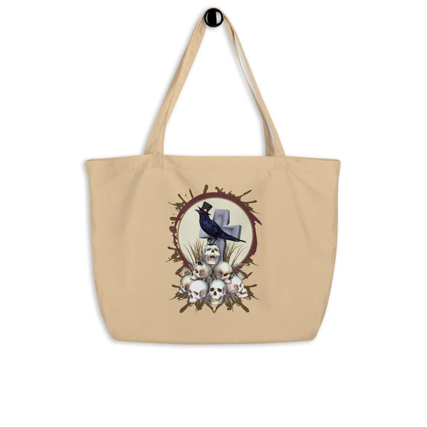 Sir Raven Skully Large Organic Eco Friendly Tote Bag
