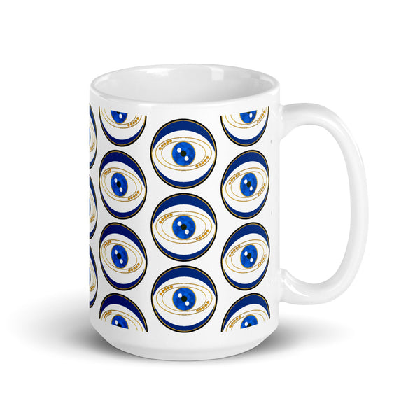 Blue Evil Eye Good Luck Mug Art Pattern by Donna Lisa