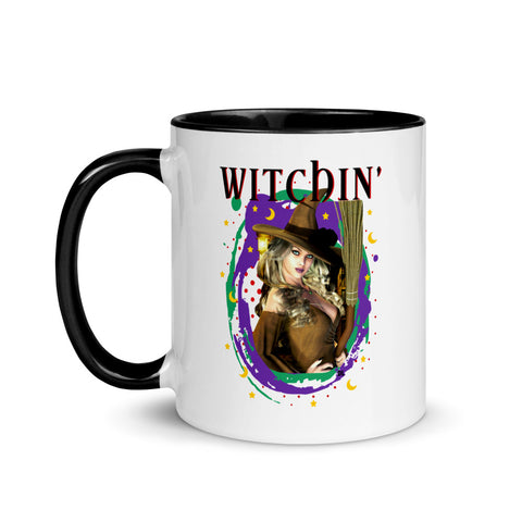 Witchin Witch Mug - Black Handle/Color Inside - Art by Donna Lisa