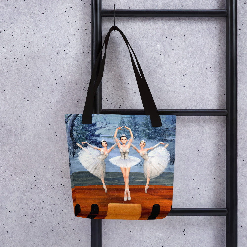 Tote Bag - Land of Snow Ballerinas - Art by Donna Lisa
