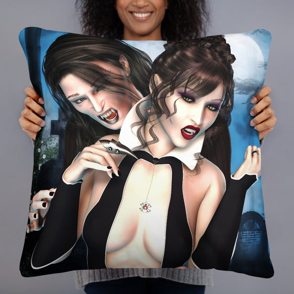 Vampire Desire Art Throw Pillow - Art by Donna Lisa