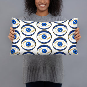 Blue Evil Eye All Over Pattern - Throw Pillow - Art by Donna Lisa