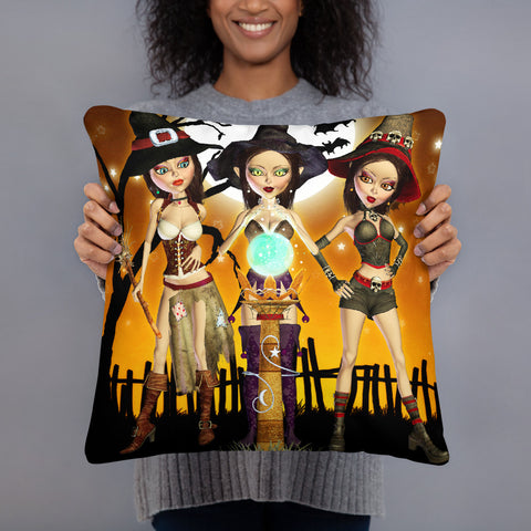 Throw Pillow - Sisters Three - Witch Art by Donna Lisa (18x18)
