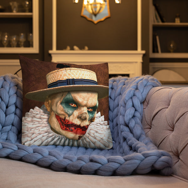 Sam Zombie Clown Premium Pillow - Art By Donna Lisa - Donna Lisa Art