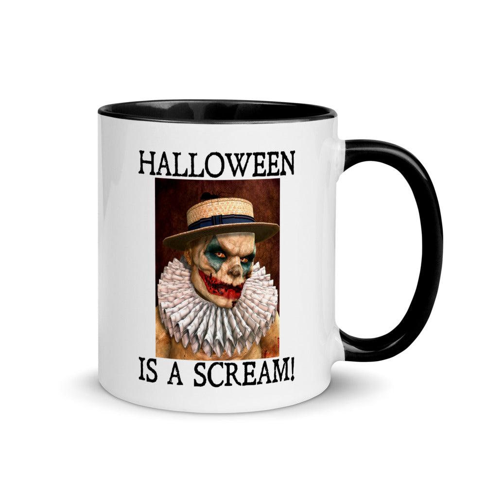 Zombie Clown Halloween Is a Scream Mug - Black Handle / Inside
