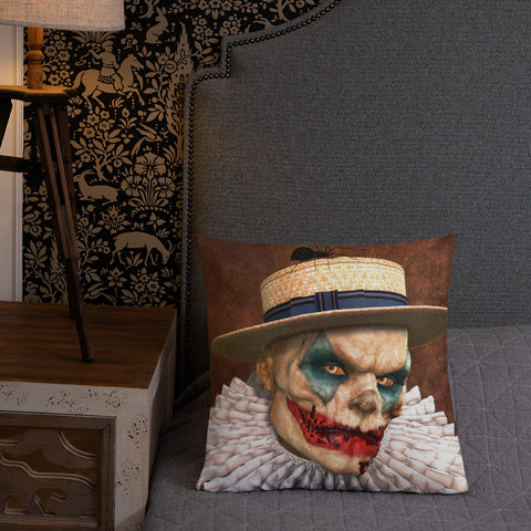 Sam Zombie Clown Premium Pillow - Art By Donna Lisa - Donna Lisa Art