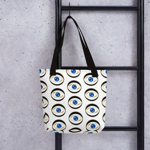 Black Evil Eye Good Luck Design Tote Bag Art by Donna Lisa