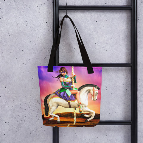 Carousel Dreams Ballerina Art Tote bag - Art by Donna Lisa