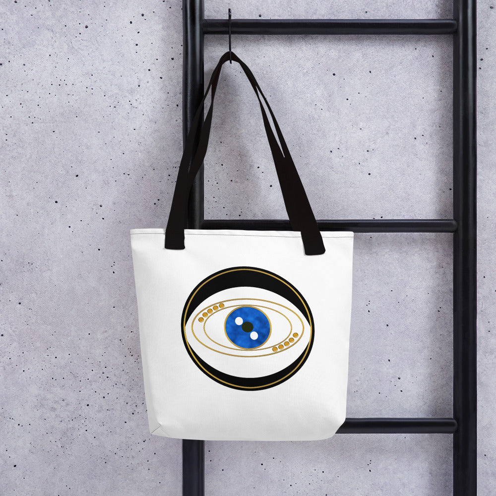 Black Evil Eye Good Luck Tote Bag Art by Donna Lisa