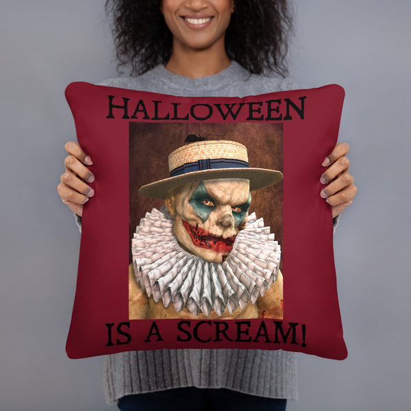 Halloween Is A Scream Zombie Clown Throw Pillow