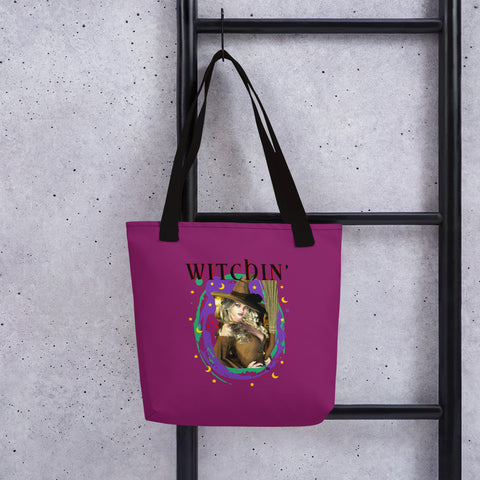 Witchin' Witch Tote Bag - Pink/Purple