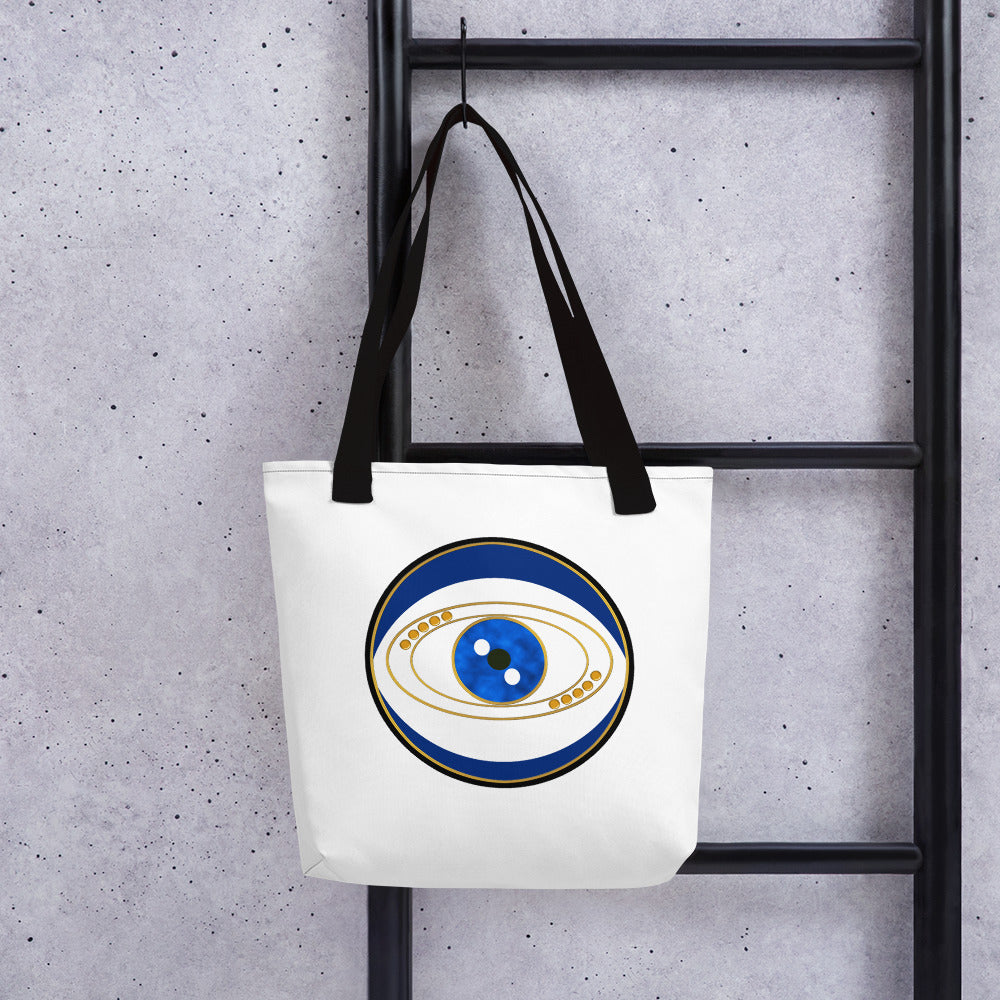 Blue Evil Eye Good Luck Tote Bag Art by Donna Lisa