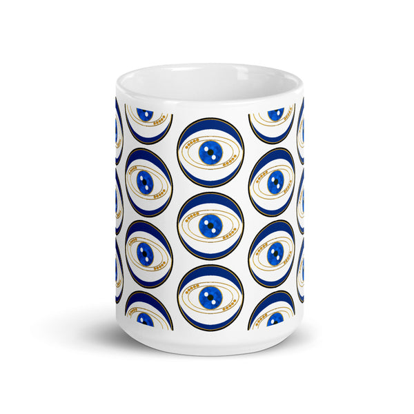 Blue Evil Eye Good Luck Mug Art Pattern by Donna Lisa