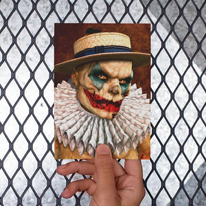 Zombie Creepy Clown Halloween Greeting Card - by Artist Donna Lisa