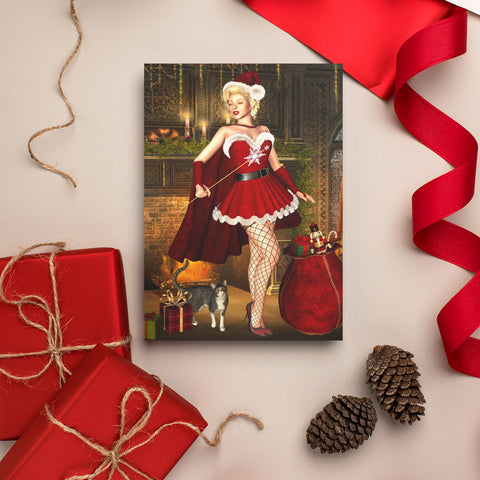 Santa Baby Pinup Art Christmas Greeting Cards - 5x7 - by Artist Donna Lisa