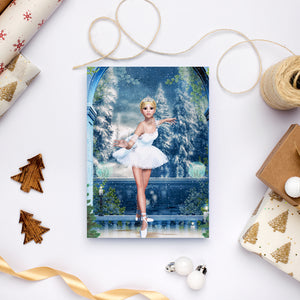 Snow Princess - Nutcracker Ballerina Holiday Greeting Cards - by Artist Donna Lisa