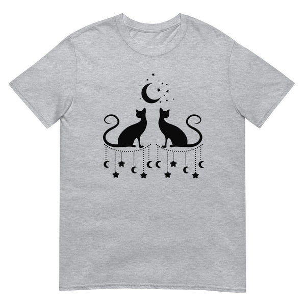 Magical Black Cats Silhouettes Moon and Stars Unisex S/S T-Shirt