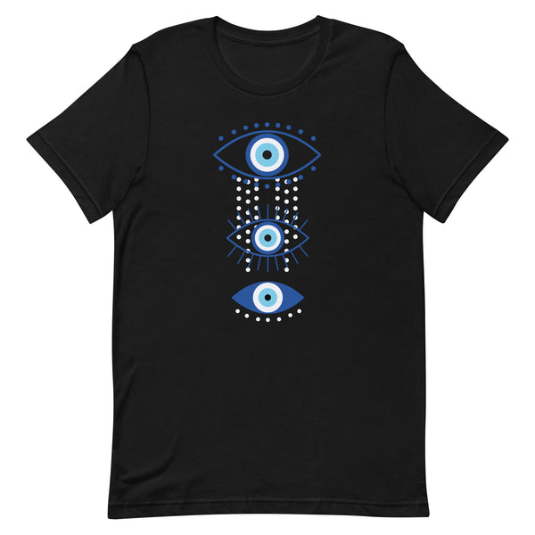 Triple Evil Eye Dots Talisman  Unisex T-Shirt - Black