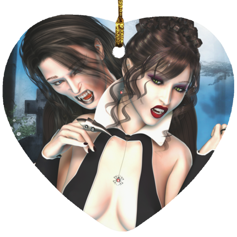 Vampire Desire - Vampire Art - Heart Ornament - By Artist Donna Lisa