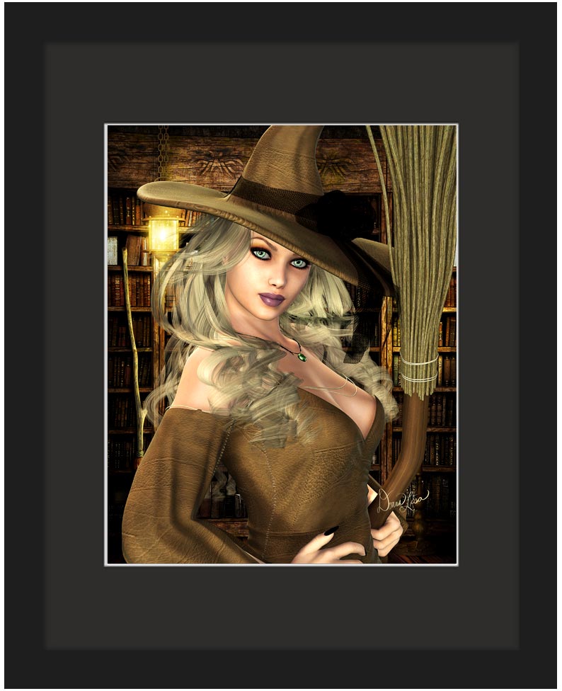Witchery - Framed Witch Art Print by Artist Donna Lisa - Framed 11x14