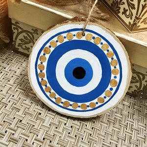 Evil Eye - Hand Painted Wooden Round Ornament by Artist Donna Lisa